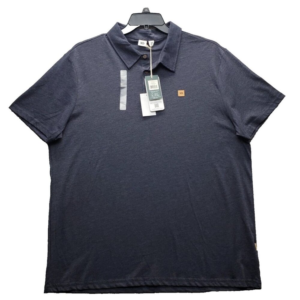 Tentree Astir Polo Shirt Men's 2XL Blue Heather Casual Short Sleeve Collar Soft
